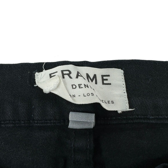 FRAME Le Skinny de Jeanne Ripped Noir Wash Skinny Jeans Black Distressed Size 28 - Picture 7 of 13
